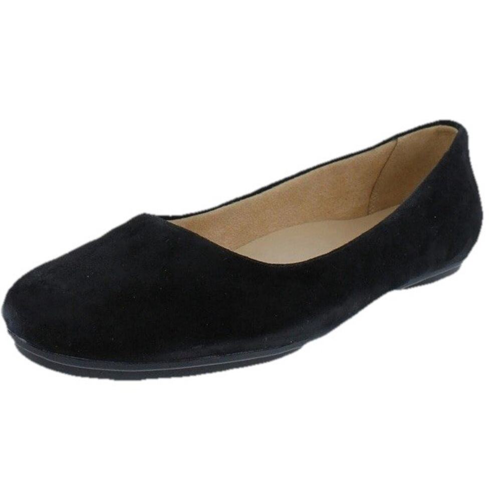 Naturalizer Womens 8 Narrow Black Leather Suede Slip-On Flats Maxwell SandDrift